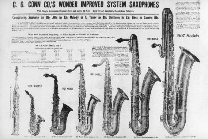 What are the different types of saxophones?